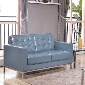 image:imageFlash Furniture HERCULES Lacey Series Contemporary Black LeatherSoft Loveseat with Stainless Steel FrameGrey