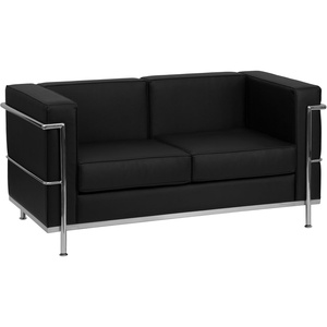 image:imageFlash Furniture HERCULES Regal Series Contemporary Black LeatherSoft Loveseat with Encasing FrameBlack
