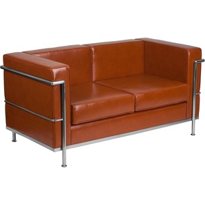 image:imageFlash Furniture HERCULES Regal Series Contemporary Black LeatherSoft Loveseat with Encasing FrameCognac