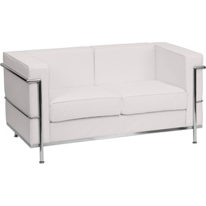image:imageFlash Furniture HERCULES Regal Series Contemporary Black LeatherSoft Loveseat with Encasing FrameMelrose White