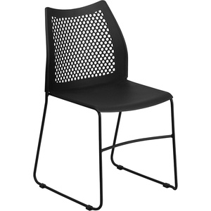 image:imageFlash Furniture HERCULES Series 661 lb Capacity Black Stack Chair with AirVent Back and Black Powder Coated Sled BaseBlack
