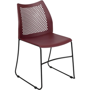 image:imageFlash Furniture HERCULES Series 661 lb Capacity Black Stack Chair with AirVent Back and Black Powder Coated Sled BaseBurgundy