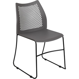 image:imageFlash Furniture HERCULES Series 661 lb Capacity Black Stack Chair with AirVent Back and Black Powder Coated Sled BaseGrey