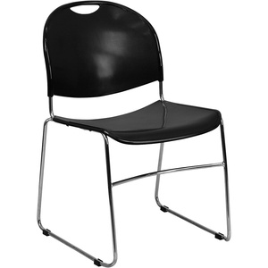 image:imageFlash Furniture HERCULES Series 880 lb Capacity Black UltraCompact Stack Chair with Chrome FrameBlack PlasticChrome Frame