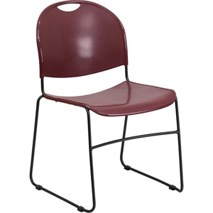 image:imageFlash Furniture HERCULES Series 880 lb Capacity Black UltraCompact Stack Chair with Chrome FrameBurgundy PlasticBlack Frame