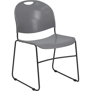 image:imageFlash Furniture HERCULES Series 880 lb Capacity Black UltraCompact Stack Chair with Chrome FrameGray PlasticBlack Frame