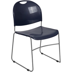 image:imageFlash Furniture HERCULES Series 880 lb Capacity Black UltraCompact Stack Chair with Chrome FrameNavy PlasticSilver Frame