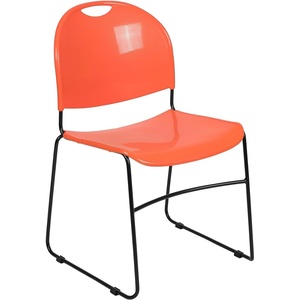 image:imageFlash Furniture HERCULES Series 880 lb Capacity Black UltraCompact Stack Chair with Chrome FrameOrange PlasticBlack Frame