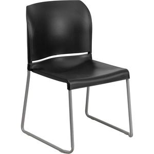 image:imageFlash Furniture HERCULES Series 880 lb Capacity Gray Full Back Contoured Stack Chair with Black Powder Coated Sled BaseBlack
