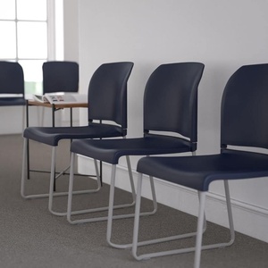 image:imageFlash Furniture HERCULES Series 880 lb Capacity Gray Full Back Contoured Stack Chair with Black Powder Coated Sled BaseNavy