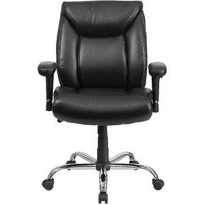 image:imageFlash Furniture HERCULES Series Big amp Tall 400 lb Rated Black Fabric Deep Tufted Swivel Ergonomic Task Office Chair with Adjustable ArmsBlack Leathersoft