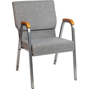 image:imageFlash Furniture HERCULES Series Church Chair  Burgundy Fabric  Stackable  21W  Wood Accented Arms  Silver Vein FrameGray FabricSilver Vein Frame