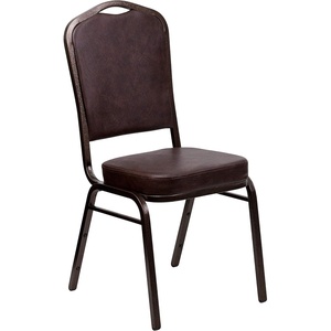 image:imageFlash Furniture HERCULES Series Crown Back Stacking Banquet Chair in Navy Blue Dot Patterned Fabric  Gold Vein FrameBrown VinylCopper Vein Frame