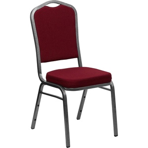 image:imageFlash Furniture HERCULES Series Crown Back Stacking Banquet Chair in Navy Blue Dot Patterned Fabric  Gold Vein FrameBurgundy FabricSilver Vein Frame