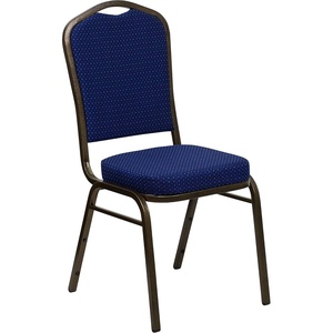 image:imageFlash Furniture HERCULES Series Crown Back Stacking Banquet Chair in Navy Blue Dot Patterned Fabric  Gold Vein FrameNavy Blue Patterned FabricGold Vein Frame