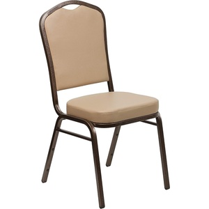 image:imageFlash Furniture HERCULES Series Crown Back Stacking Banquet Chair in Navy Blue Dot Patterned Fabric  Gold Vein FrameTan VinylCopper Vein Frame