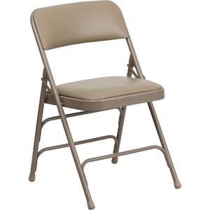 image:imageFlash Furniture HERCULES Series Curved Triple Braced amp Double Hinged Beige Vinyl Metal Folding ChairBeige VinylBeige Frame