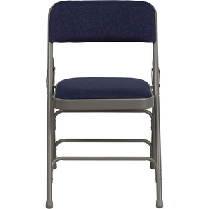 image:imageFlash Furniture HERCULES Series Curved Triple Braced amp Double Hinged Beige Vinyl Metal Folding ChairNavy FabricGray Frame