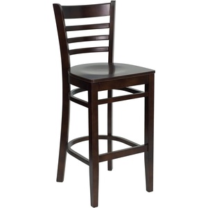 image:imageFlash Furniture HERCULES Series Ladder Back Walnut Wood Restaurant Barstool  Burgundy Vinyl SeatWalnut Wood SeatWalnut Wood Frame