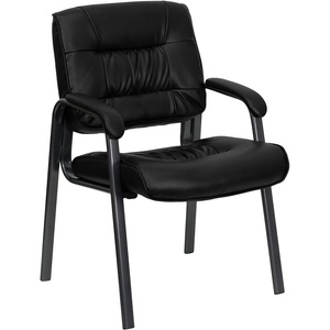 image:imageFlash Furniture Haeger LeatherSoft Tufted Executive Reception Chair with Padded Armrests Upholstered Side Chair for Living Room or Office BlackBlack LeathersoftTitanium Frame