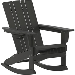 image:imageFlash Furniture Halifax Adirondack Rocking Chair with Cup Holder Weather Resistant Poly Resin Adirondack Rocking Chair BlueBlack