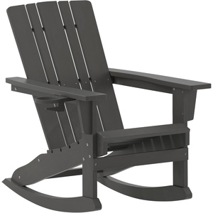 image:imageFlash Furniture Halifax Adirondack Rocking Chair with Cup Holder Weather Resistant Poly Resin Adirondack Rocking Chair BlueGrey