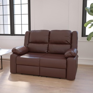 image:imageFlash Furniture Harmony Series Black LeatherSoft Loveseat with Two BuiltIn ReclinersBrown Leathersoft