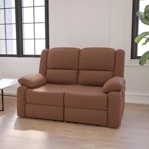 image:imageFlash Furniture Harmony Series Black LeatherSoft Loveseat with Two BuiltIn ReclinersChocolate Brown Microfiber