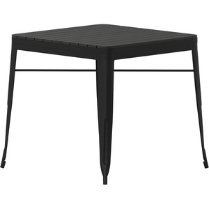 image:imageFlash Furniture Helvey Commercial 5 Piece Table and Chairs Set  4 Black Metal Chairs with Poly Resin Seats  Black 315 Square Table with Poly Resin TopContemporary