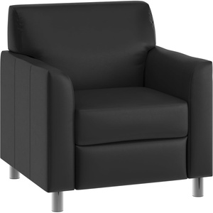 image:imageFlash Furniture Hercules Diplomat Series LeatherSoft Upholstered Side Reception Chair Lobby Chair with Cushions and Flared Arms BlackBlackChrome Legs