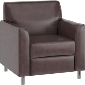 image:imageFlash Furniture Hercules Diplomat Series LeatherSoft Upholstered Side Reception Chair Lobby Chair with Cushions and Flared Arms BlackBrownChrome Legs