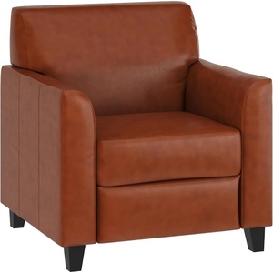 image:imageFlash Furniture Hercules Diplomat Series LeatherSoft Upholstered Side Reception Chair Lobby Chair with Cushions and Flared Arms BlackCognac