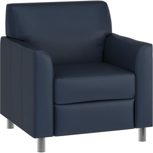 image:imageFlash Furniture Hercules Diplomat Series LeatherSoft Upholstered Side Reception Chair Lobby Chair with Cushions and Flared Arms BlackNavyChrome Legs