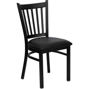 image:imageFlash Furniture Hercules Series Vertical Back Metal Restaurant Chairs Upholstered Armless Dining Chairs for RestaurantsKitchens Set of 2 BlackBlack Vinyl Seat