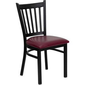 image:imageFlash Furniture Hercules Series Vertical Back Metal Restaurant Chairs Upholstered Armless Dining Chairs for RestaurantsKitchens Set of 2 BlackBurgundy Vinyl Seat