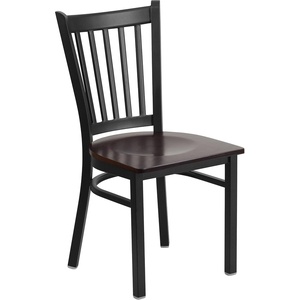 image:imageFlash Furniture Hercules Series Vertical Back Metal Restaurant Chairs Upholstered Armless Dining Chairs for RestaurantsKitchens Set of 2 BlackWalnut Wood Seat