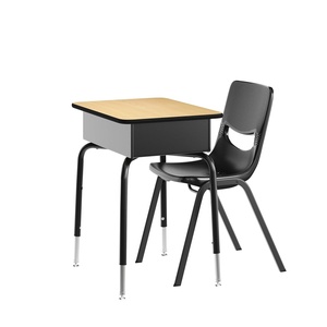image:imageFlash Furniture Hercules Student Desk with Open Front Metal Book Box Desktop and Frame and HeavyDuty Flex Comfort Classroom Stack Set of 1 Natural TopBlack ChairNatural TopBlack Chair