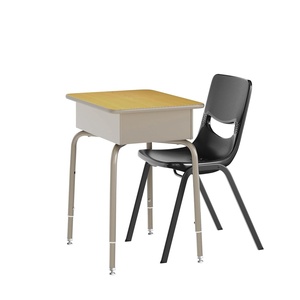 image:imageFlash Furniture Hercules Student Desk with Open Front Metal Book Box Desktop and Frame and HeavyDuty Flex Comfort Classroom Stack Set of 1 Natural TopBlack ChairMaple TopBlack Chair