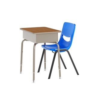 image:imageFlash Furniture Hercules Student Desk with Open Front Metal Book Box Desktop and Frame and HeavyDuty Flex Comfort Classroom Stack Set of 1 Natural TopBlack ChairWalnut TopNavy Chair