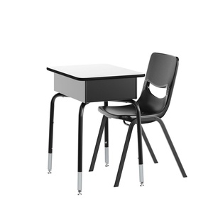 image:imageFlash Furniture Hercules Student Desk with Open Front Metal Book Box Desktop and Frame and HeavyDuty Flex Comfort Classroom Stack Set of 1 Natural TopBlack ChairGray TopBlack Chair