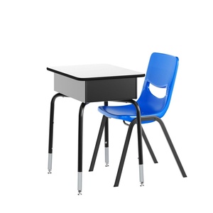 image:imageFlash Furniture Hercules Student Desk with Open Front Metal Book Box Desktop and Frame and HeavyDuty Flex Comfort Classroom Stack Set of 1 Natural TopBlack ChairGray TopNavy Chair