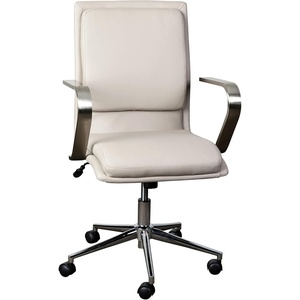image:imageFlash Furniture James MidBack Designer Executive Office Chair  Black LeatherSoft Upholstery  Brushed Gold Base and Arms  Height Adjustable 360 Swivel SeatTaupeChrome