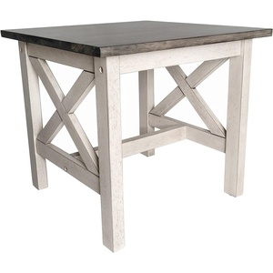 image:imageFlash Furniture Jasper Farmhouse Solid Wood End Table Rustic End Side Table XFrame Design for Living Room Bedroom Home Office 1975 H Acacia GrayRustic WhiteAcacia Gray TopRustic White Frame