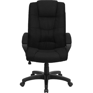 image:imageFlash Furniture Jessica High Back Black LeatherSoft Executive Swivel Office Chair with ArmsBlack Fabric