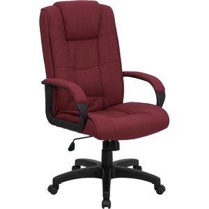 image:imageFlash Furniture Jessica High Back Black LeatherSoft Executive Swivel Office Chair with ArmsBurgundy Fabric