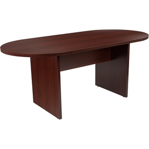 image:imageFlash Furniture Jones 6 Oval Multipurpose Conference Table Business Meeting Table for Office and Conference Rooms Rustic GrayMahogany