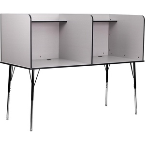 image:imageFlash Furniture Justin HeightAdjustable Student Study Carrel for Testing CentersClassrooms Modular Study CarrelPrivate Student Testing Desk GrayNebula Grey