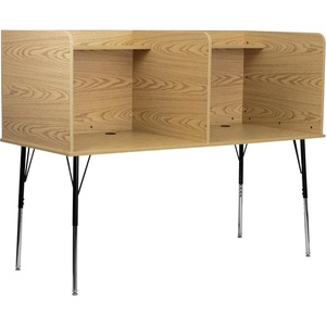 image:imageFlash Furniture Justin HeightAdjustable Student Study Carrel for Testing CentersClassrooms Modular Study CarrelPrivate Student Testing Desk GrayOak
