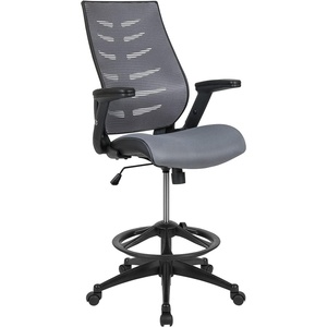 image:imageFlash Furniture Kale HighBack Ergonomic Mesh Office Chair with FlipUp Arms and Adjustable Foot Ring SpineBack Tall Executive Swivel Chair BlackDark Gray