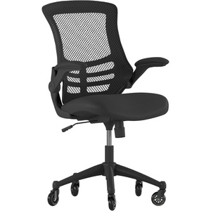 image:imageFlash Furniture Kelista MidBack Black Mesh Swivel Ergonomic Task Office Chair with FlipUp Arms and Transparent Roller WheelsBlack Mesh
